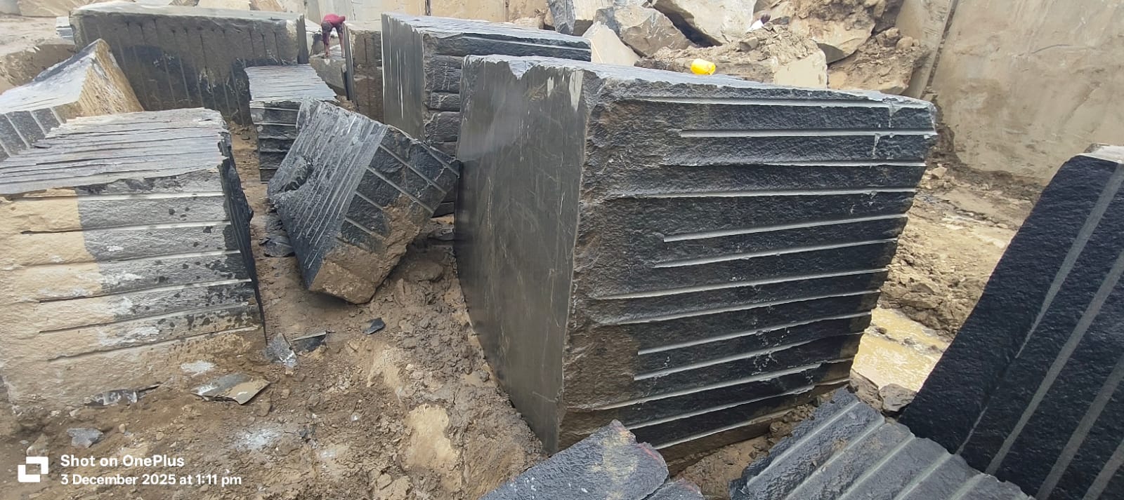 Black granite blocks at VKG