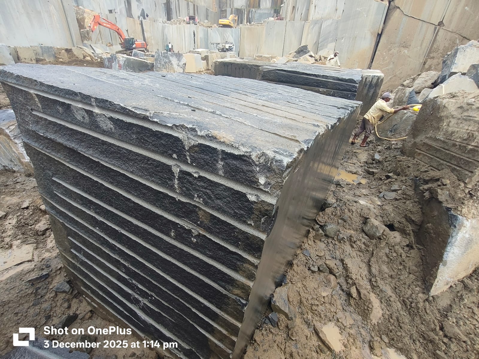 Black granite rough block